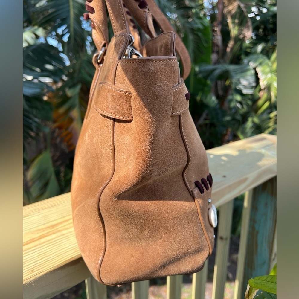 Ashro Western Boho Suede Satchel Bag – 17x10” Shoulder & Crossbody Purse - Picture 11 of 15